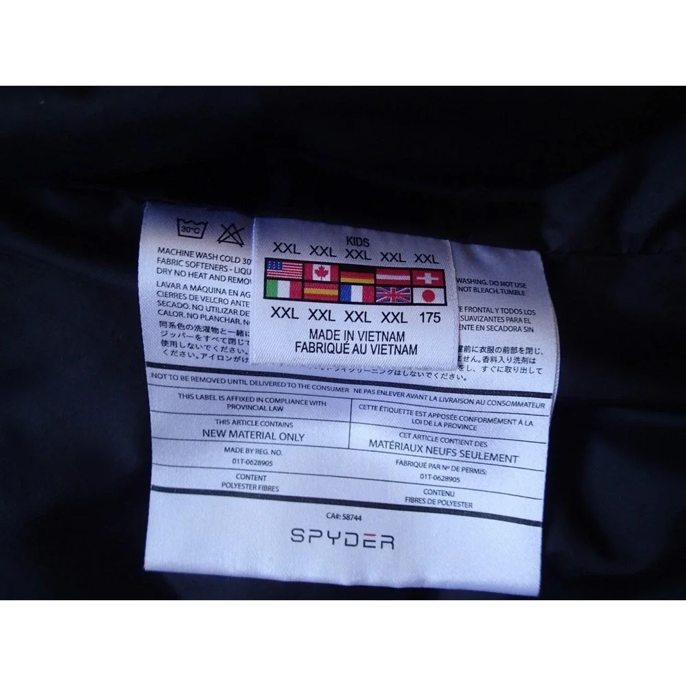 Spyder Hybrid Puffer Jacket Youth XXL Blue Black Excellent Full Zip Hooded